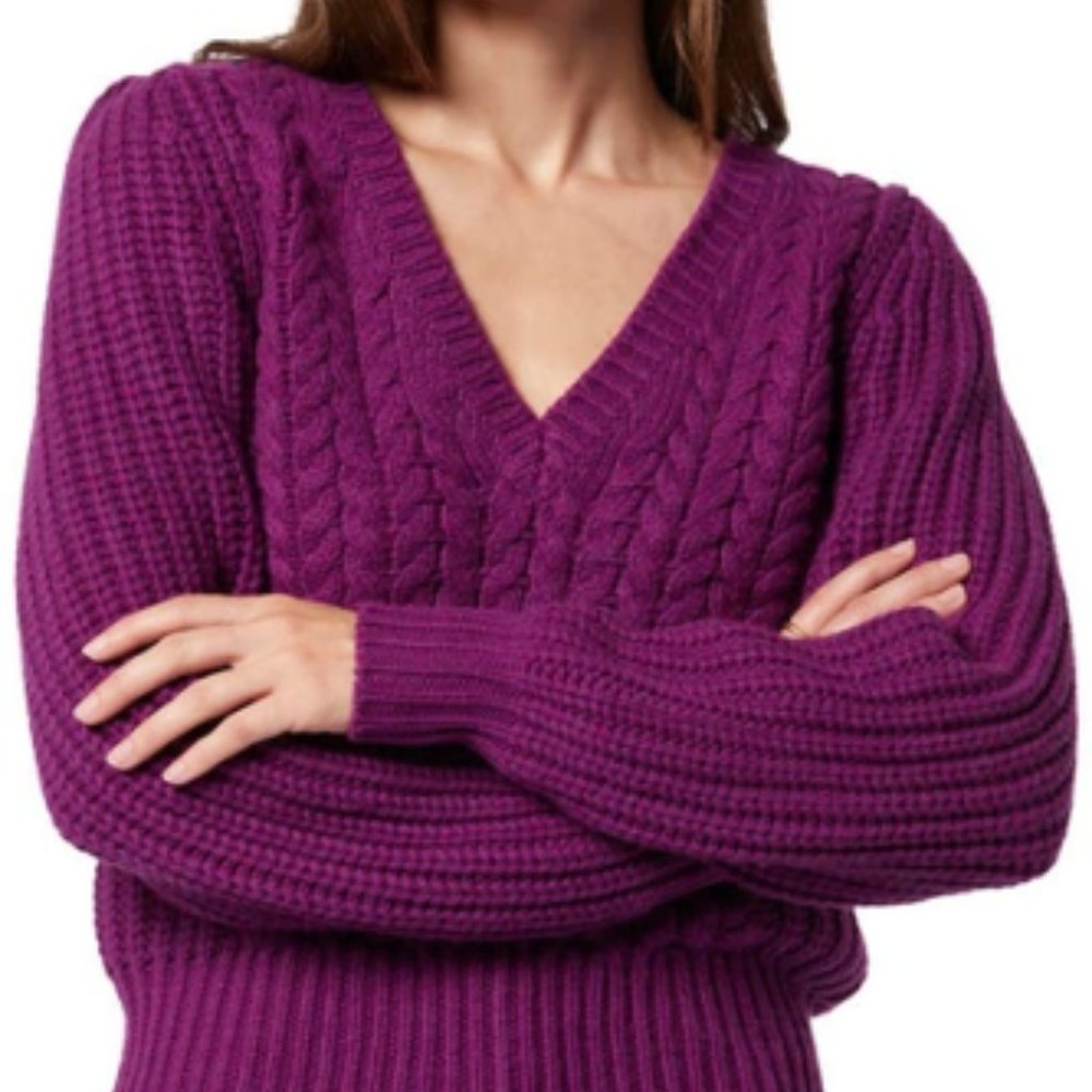 Joie Menara Cable Knit V-Neck Sweater (Small)